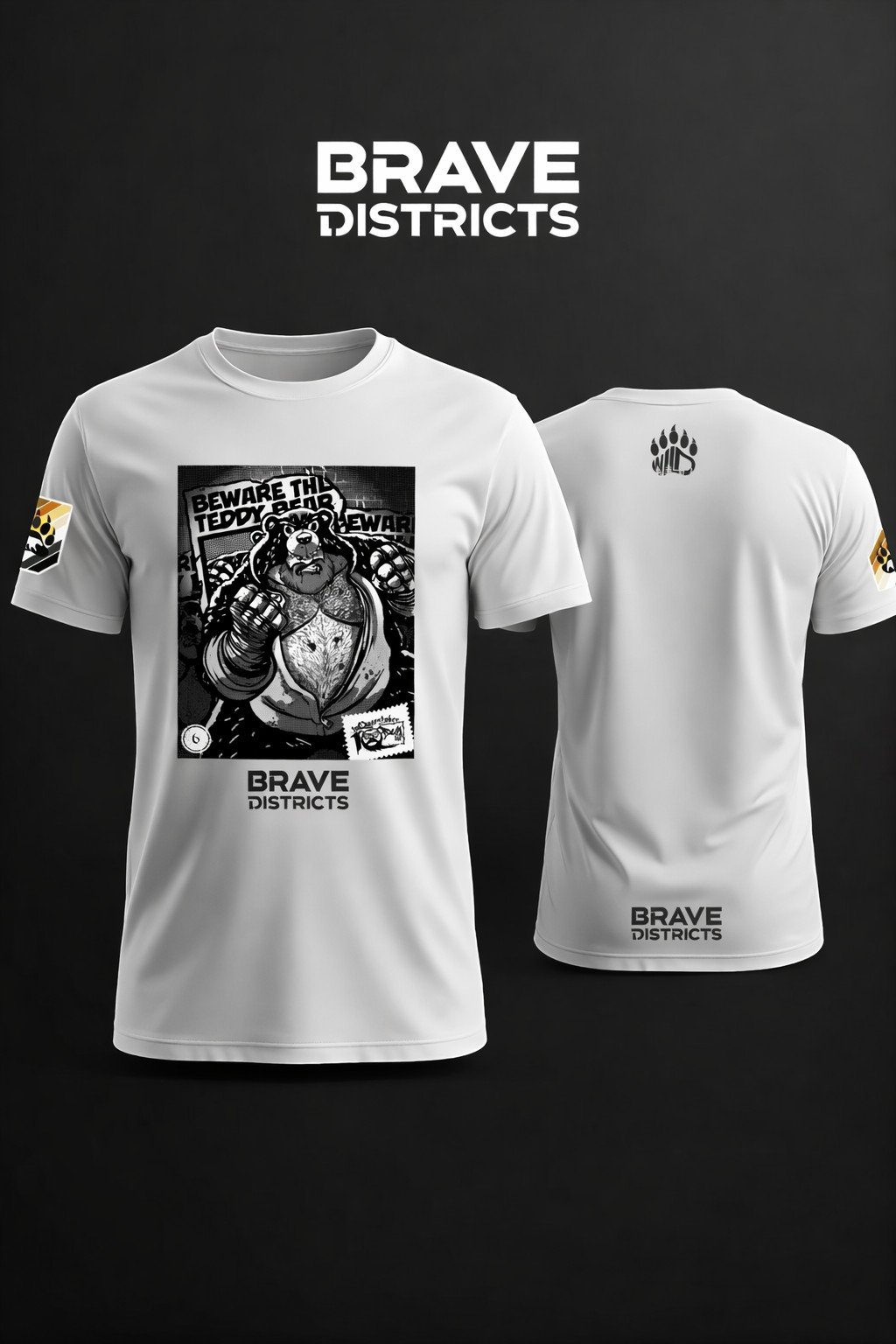 polera Brave Districts (diseño: Teddy Bear fighter).