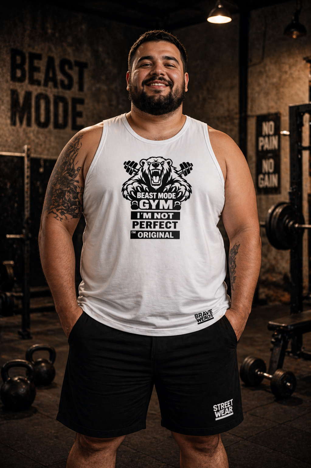 Tank top blanco estilo gym de Brave Districts